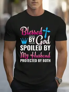 100%25 Cotton Unisex Christian Wife Jesus Blessed By God Spoiled By My Husband T-Shirt