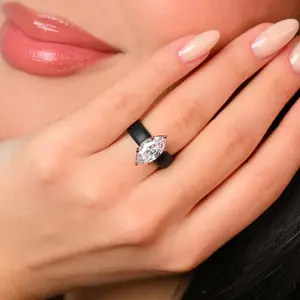 Silicone Fade-Resistant Hypoallergenic Ring Elegant Marquise-Cut Synthetic Zirconia Ring for Women Wedding Anniversary Gift Sparkling Beautiful Jewelry Accessory, Suitable for Daily Wear, Outdoor Sports, And Yoga Stylish With