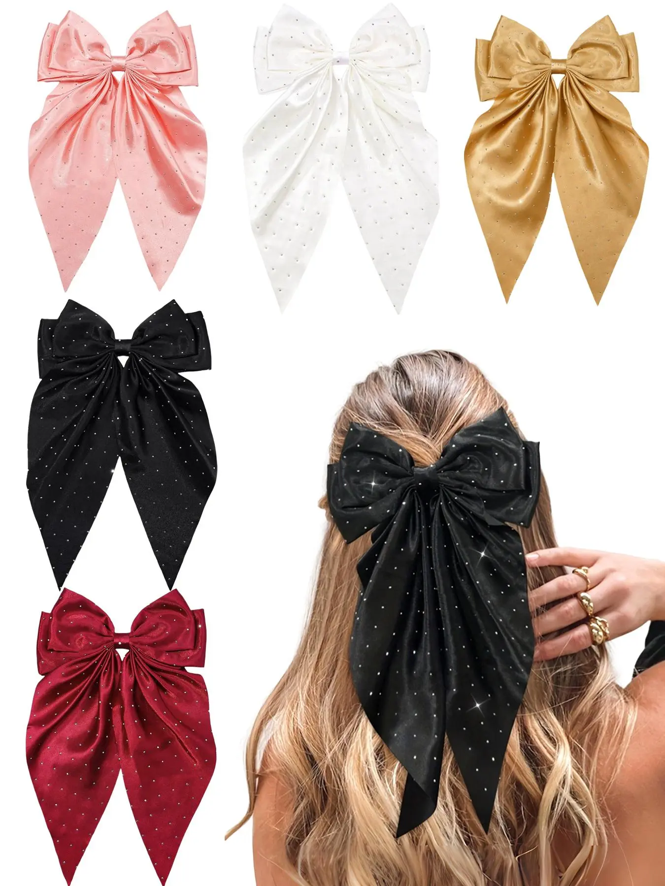 Women's Elegant Bowknot Design Hair Clips, Cute Trendy Hair Clips, Fashionable Hair Accessories for Women & Girls, Super Cute Clips, Hair Clip Set, Hair Decor, Sweetheart Bowknot, Bows for Hair