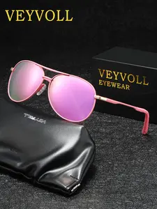 VEYVOLL 1PCS Unisex Vacation Style Polarized Sunglasses TAC Lenses Anti Uv Reduce Glare And Enhance Visual Comfort, Pilot Frame Fashionable Decoration Daily Wear Brand Packaging Gift Selection