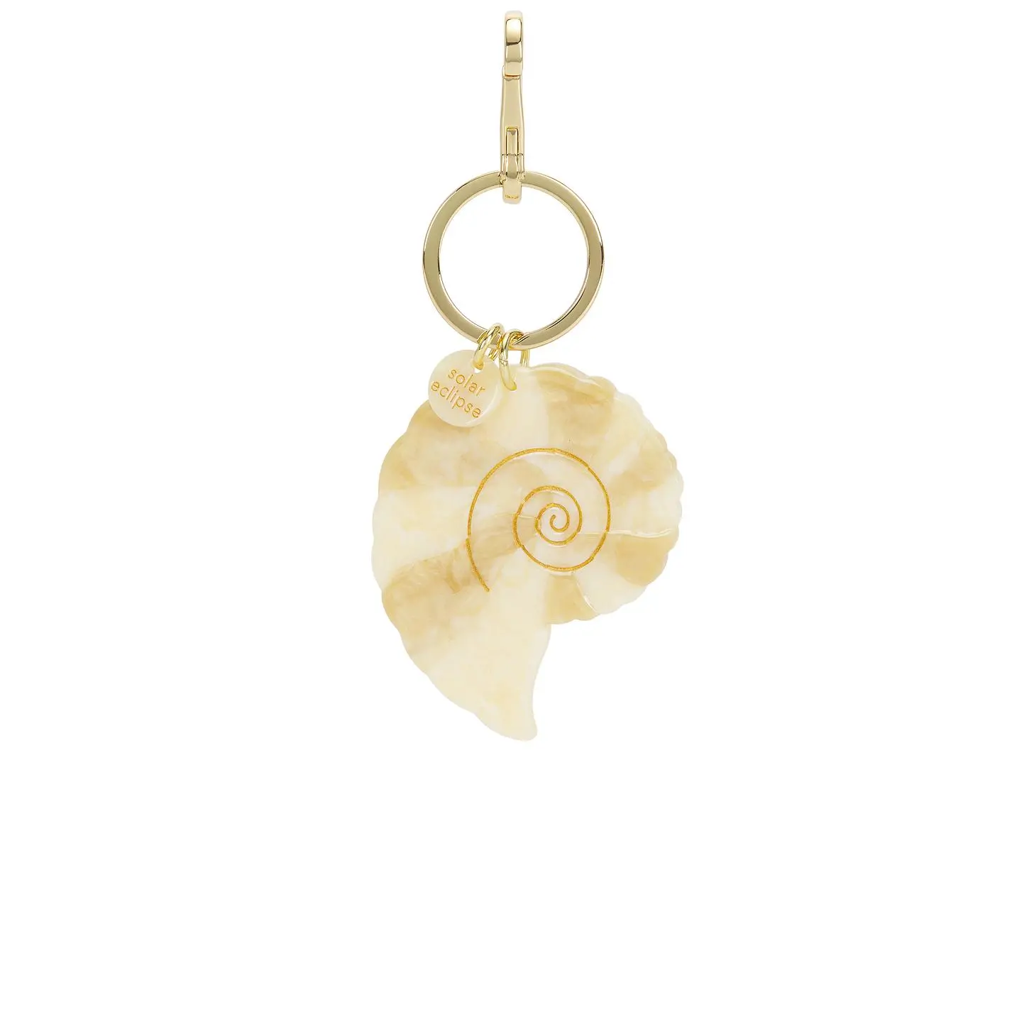 Solar Eclipse Hand-painted Spiral Shell Charm, Bag Accessory with Keychain Clip