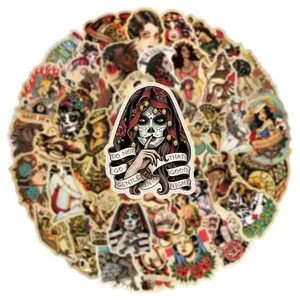 100pcs Vintage Stickers for Adults - Sexy Pinup Girl Stickers, Retro Sailor Girl Sticker Pack -Vinyl Waterproof Old School Art Collection Decals for Men - Car, Truck, Laptop, Motorcycle Accessories