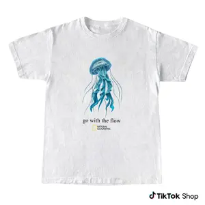 National Geographic Jellyfish Graphic T-Shirt, Ocean Marine Life Graphic Tee, National Geographic Shirt for Nature Lovers, Men’s Graphic Tees Casual Streetwear, Unisex Cotton Vintage Graphic Tee, TikTok Shop, Men’s Wear Flash Sale