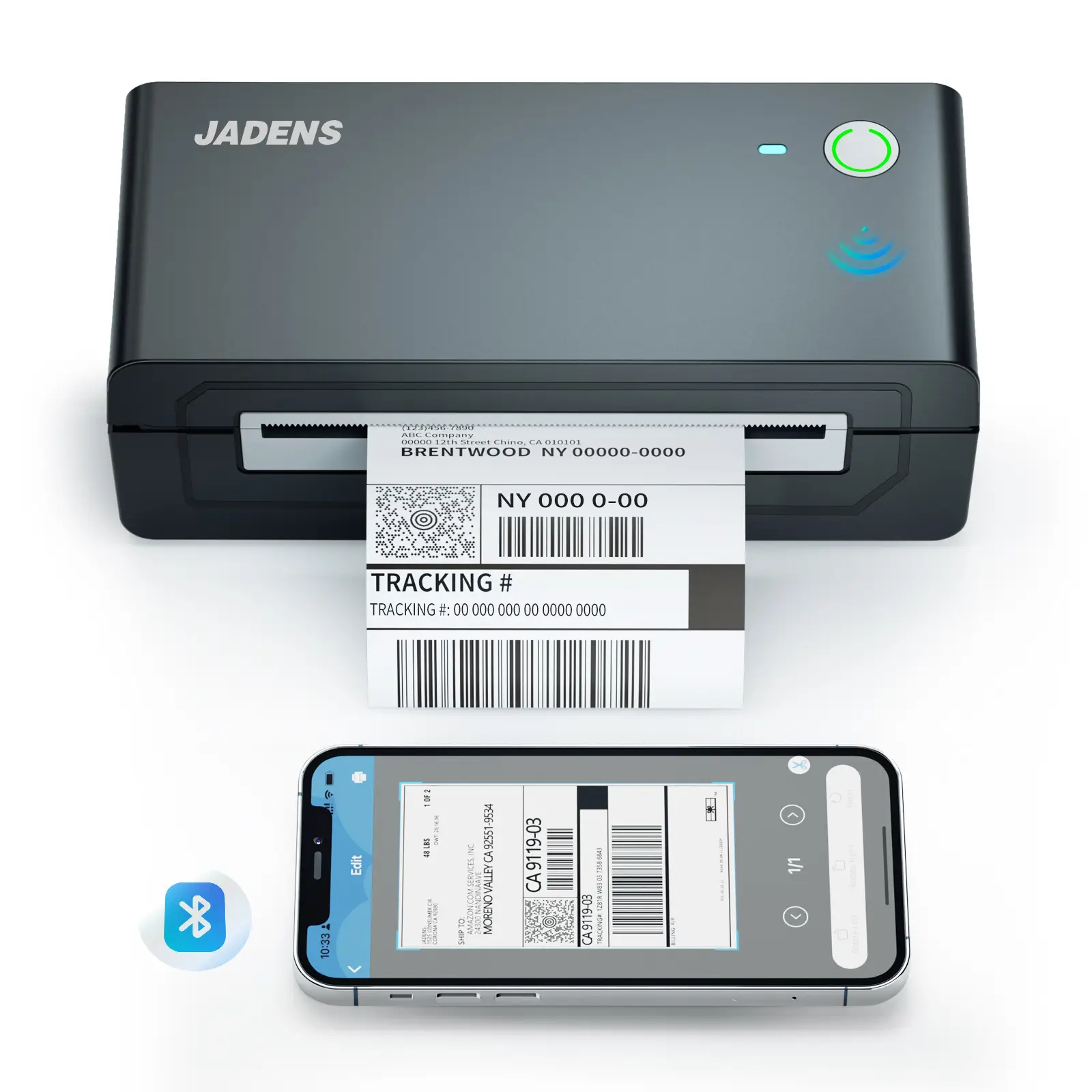 JADENS Shipping Label Printer, Bluetooth Wireless Thermal Label Printer, Compatible with iOS, Android, Windows, Mac, Chromebook, Widely Used for Etsy,
