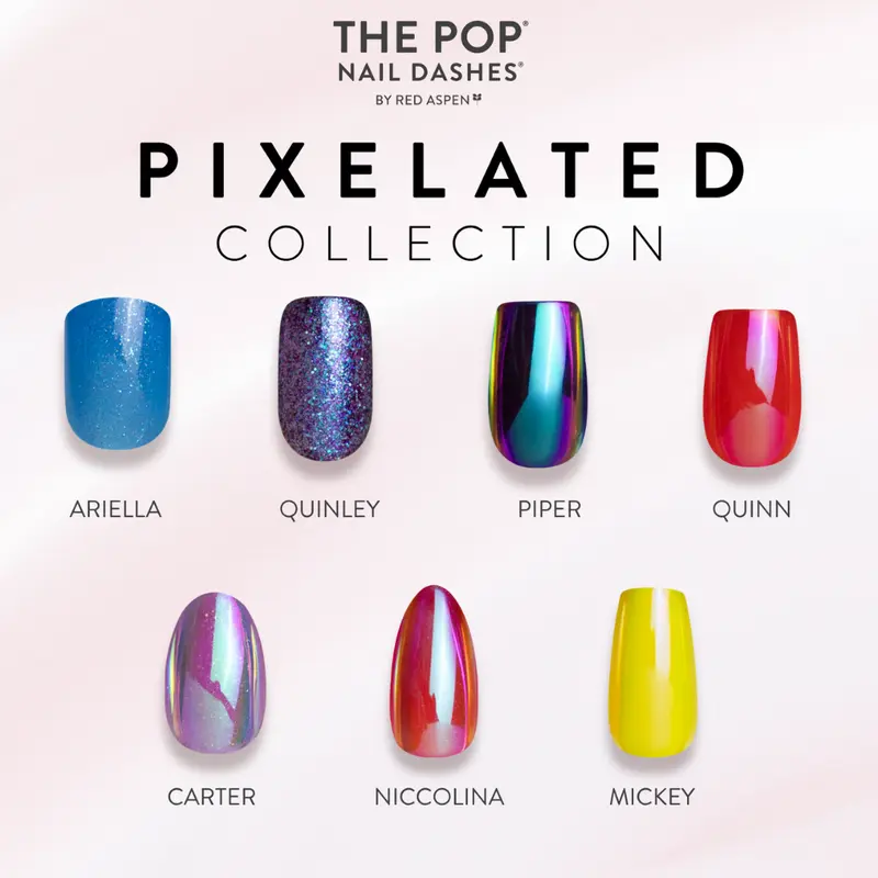 Red Aspen The Pop: Pixelated Press On Nails Collection Salon-Quality Damage-Free 2-Week Wear Nail Dashes