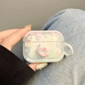 Cartoon Girl Donut Apple Earphone Case, Bluetooth-compatible AirPods 4 Shell, Pro 3 Protection Cover, Second Generation Fashion Durable Shockproof