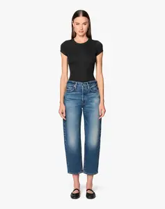 Betro Simone Ellen Mid Rise Barrel Leg Jeans for Women | Premium Stretch Denim | Made in USA