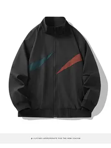 Men's Colorblock Zip Up Jacket, Casual Fashion Windproof Waterproof Long Sleeve Outerwear for Daily Outdoor Wear, Men Cloths for Spring Fall