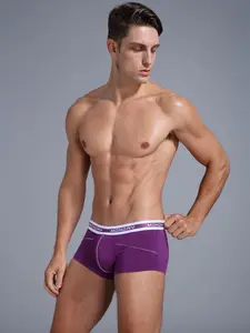 1pc Men's Sporty Boxer Briefs, Bamboo Fiber Fabric, Breathable Comfort & Stylish, Must-have for Daily Casual & Outdoor Fitness, Breathable Comfy Underwear, Athletic Sport Underwear