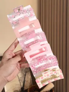 4/6/10pcs-Women-Minimalist-Square-Hair-Claws-Pink-Suitable-For-Daily-Use-Giftclaw-Clipshair-ClipsHair-Jaw-ClipHair-ClampsHair-ClutchHair-Catcher-Clip