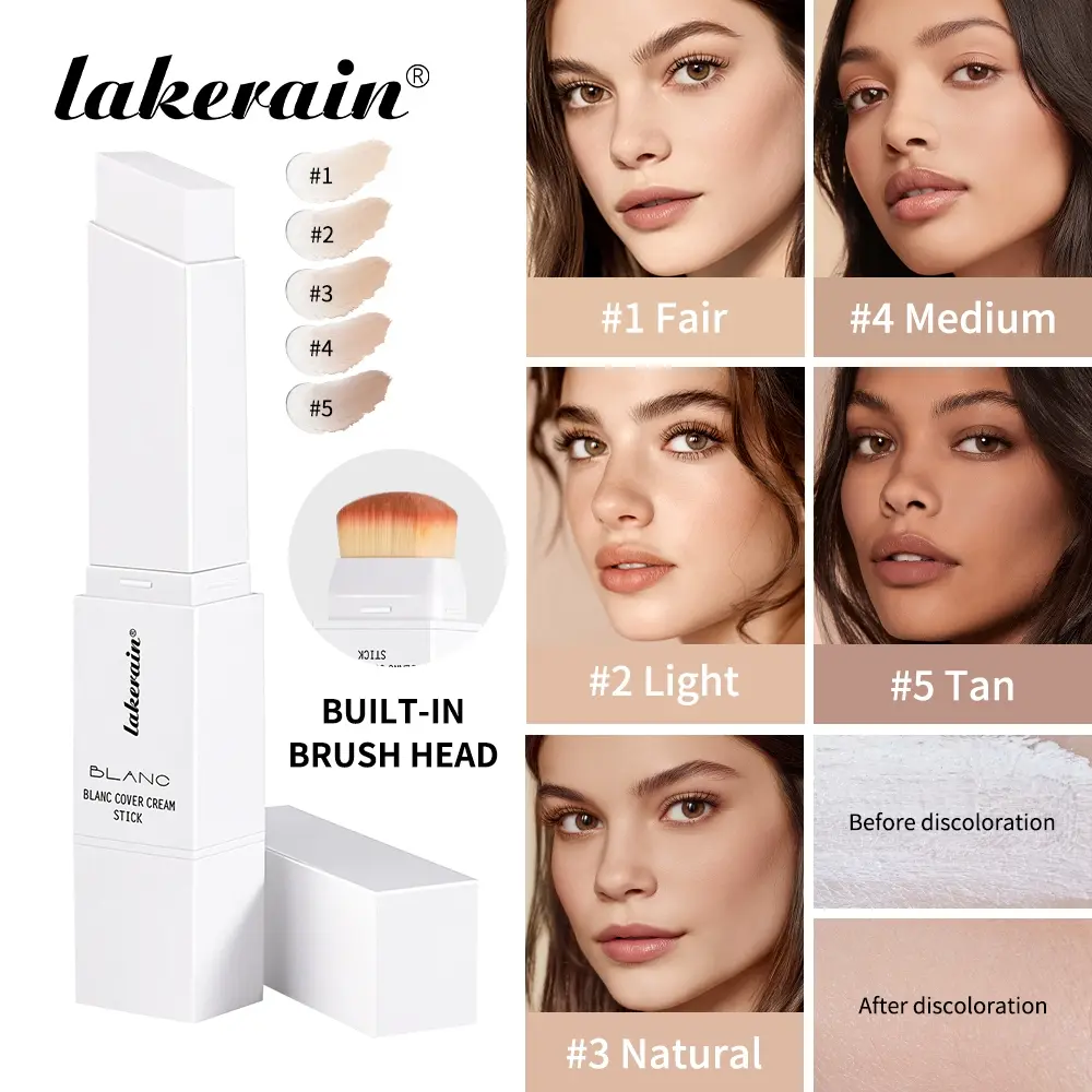 Longlasting Matte Cover Cream Stick, Color-Changing Foundation, High Coverage Finish, Flawless Matte Finish, No Greasy, Lightweight and Smooth Blending, Dual-Ended with Detachable Brush, Concealer Foundation Hybrid, Matte Makeup Cream