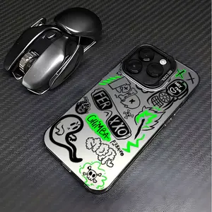 Black Mobile Phone Case, Graffiti and Text Patterns Bring a Trendy and Personal Touch, Suitable for iPhone 17 16/16E/SE4/17E 15, 14, 13, 12, 11 Pro Max,