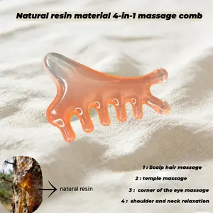 4-in-1 Natural Resin Massage Comb - Gentle, Smooth Daily Haircare & Body Care Tool for Scalp Relaxation, Enhanced Hair Nutrient Uptake
