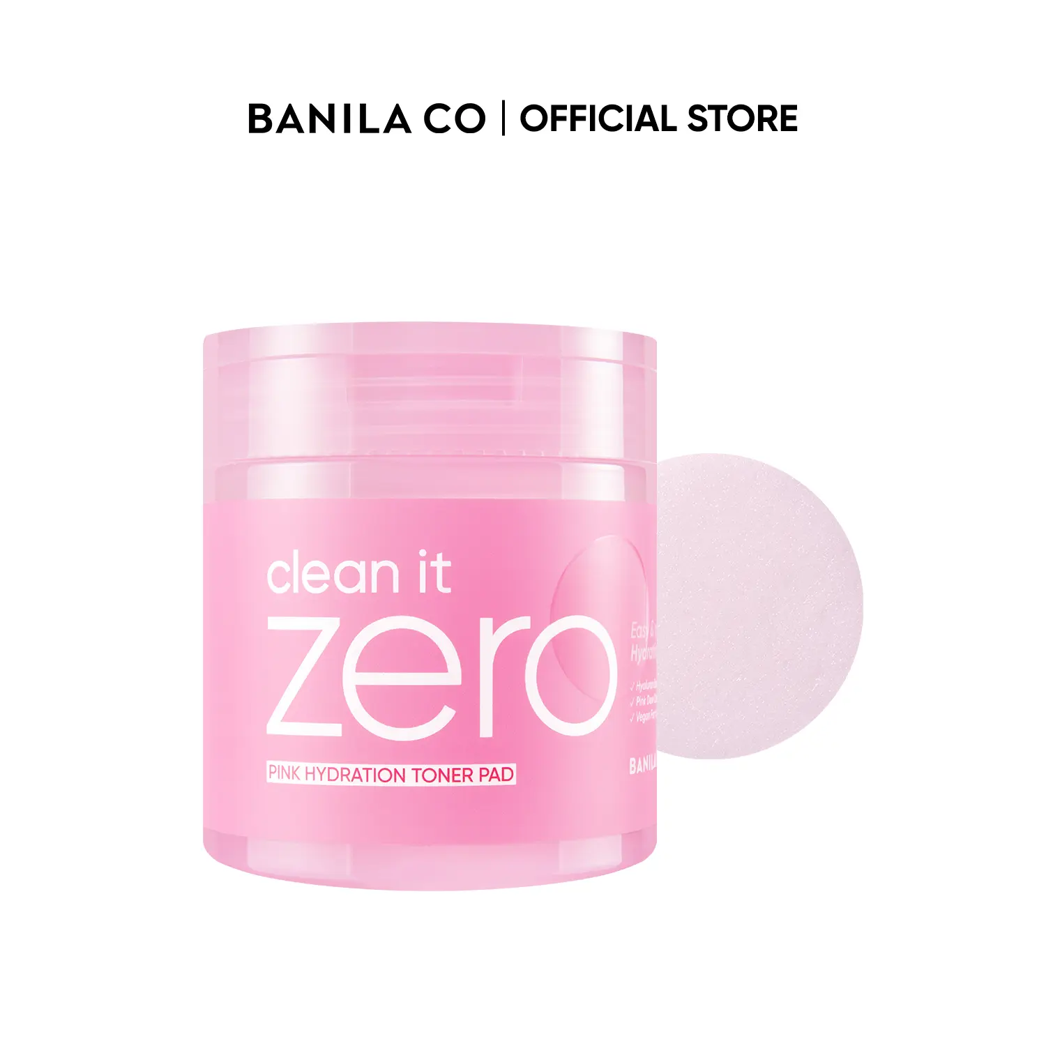 BANILA CO Clean It Zero Pink Hydration Toner Pads | 70 pads with Hyaluronic Acid & Niacinamide for Sensitive Skin