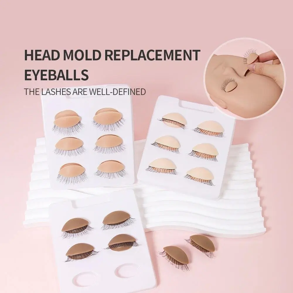 3Pairs/Set Replacement False Eyelash Extension Practice Head Model Silicone Removable Eyelids Tattoo Training Eyes Mannequin 2026 New