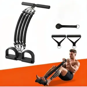 Upgraded 4 Tube Fitness Resistance Band with Foot Pedal Ankle Stretcher Latest Elastic Exercise Band for Sit Ups Ab Training Home Gym Equipment for Men Women