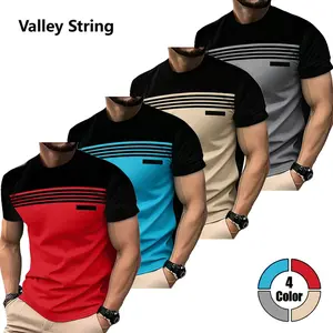 New summer men’s fashion T-shirt — polyester athletic top for muscle fitness training; suitable for outdoor wear, the beach, workouts, and casual wear; comfortable fit; Father’s Day gift.