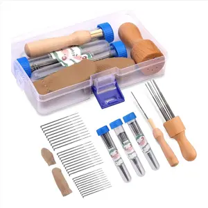 Wool Felting Needle Tools, Wool Felting Tool Kit with 3 Sizes Felting Needles and 1/8 Needle Wooden Handle for Needle