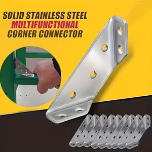 50/100-Piece Stainless Steel Angle Bracket Set, Universal Three-Way Fixed Support Brackets, Suitable for Wood Furniture, Bookshelves, Drawers, Cabinets, Tables and Chairs (10/20PCS Angle Brackets + 40/80 Screws)