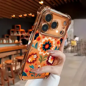 Phone Case: Creative Colorful Flower Pattern New Electroplated Transparent TPU Drop-Proof Phone Case for iPhone 17/iPhone 17 Air/iPhone 17 Pro/iPhone 17 Pro Max/iPhone 16/iPhone 16 Pro/iPhone 16 Plus/15/14/13/12/11 series, a Simple and Stylish
