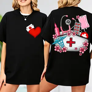Nurse T-shirt Front & Back Print, 100% Pure Cotton T-shirt Nurse Gift