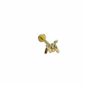 16G Gold Barbed Wire Flatback Cartilage Ear Piercing