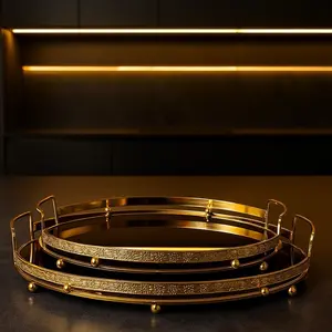 Golden Trays - Elegant Design with Decorative Elements and Golden Finish