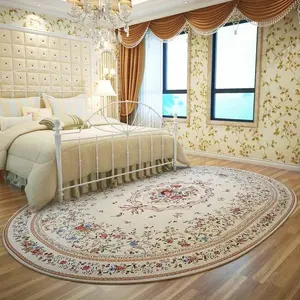 Luxurious Soft Faux Cashmere Oval Decorative Area Rug, Plush Non-Slip Design for Living Room and Bedroom, Floral Pattern Carpet, Boho Floral Rug