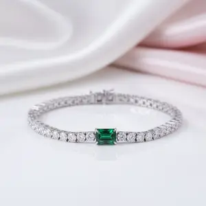 Green Emerald Cut Diamond Option Bracelet