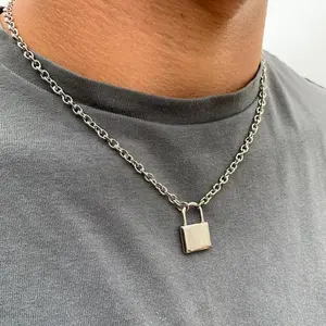 2023 Trends New Fashion Rock Punk Necklace with Lock Necklace Women's Men's Gothic Padlock Pendant Jewelry Party Gifts Wholesale