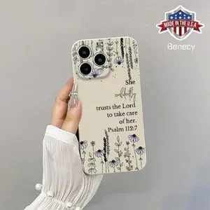 Floral Pattern Phone Case with Bible Verse, Anti-drop Phone Protective Cover, Phone Accessory Compatible with iPhone 11 12 13 14 15 16 Pro Max