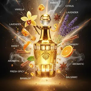 Dark Trophy (M) oil base vanilla, amber, sweet, aromatic, soft spicy, lavender, powdery, fresh spicy, citrus, balsamic