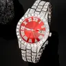 Quartz Watch Set, Unisex Analog Wrist Watch, Fashionable Wristwatches, Luxury Hip-Hop Style with Shiny Rhinestone, Zinc Alloy Chain, Fashion Jewelry Gift for All Seasons