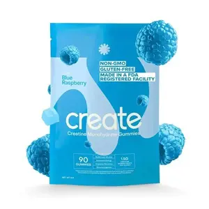 Create Creatine Monohydrate Gummies for Men & Women, Boost Focus, Strength, and Endurance, Anti-Melting Formula, Vegan, Gluten-Free, Non-GMO, 1.5g of Creatine per Gummy (Blue Raspberry)
