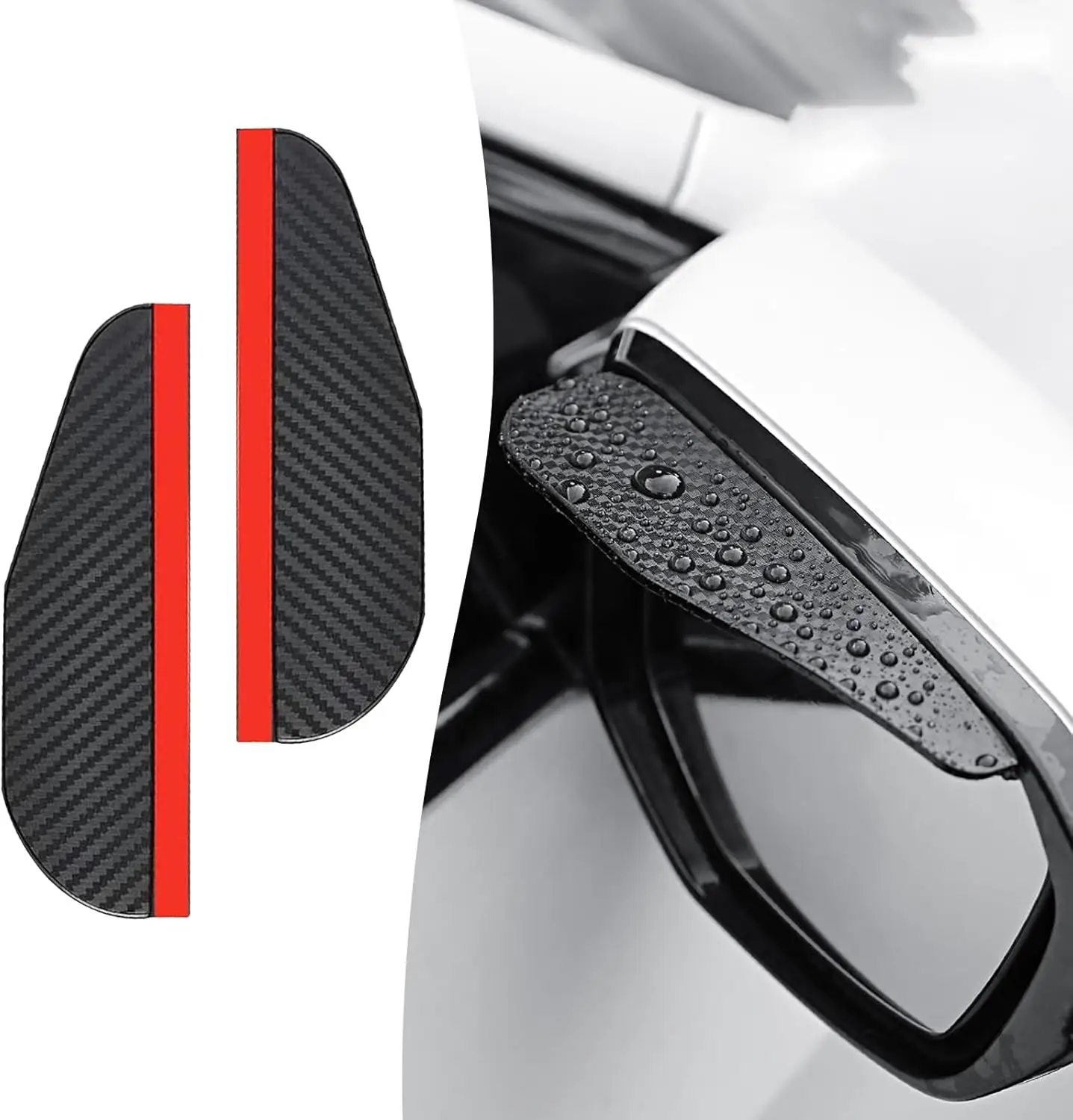 2PCS Car Rear View Mirror Rain Visor Guard, Carbon Fiber Car Side Mirror Rain Eyebrow, Waterproof Auto Mirror Rain Visor Smoke Guard, Universal for Ca
