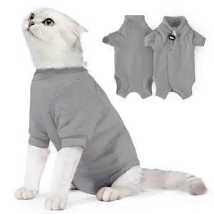 Cat Surgery Recovery Suit - E-Collar Alternative Anti-Licking Spay/Neuter Bodysuit, Soft Pet Surgical Pajamas for Cats, Abdominal Wound Onesie