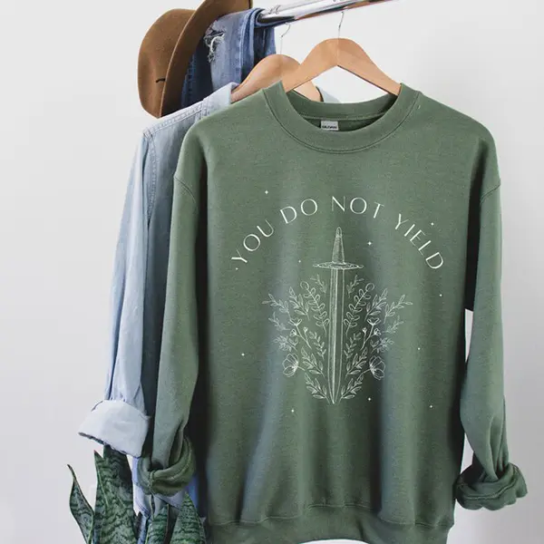 You Do Not Yield Sweatshirt, Bookish Fantasy Crewneck, Throne of Glass Inspired Apparel, Booktok Gift for Readers, Sword and Floral Book Lover Sweater