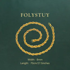 Twist Necklace [FOLYSTUY] This exquisite handmade twist necklace comes in three widths: 3mm, 4mm, and 8mm. The length ranges from 19 inches to 28 inches. The available styles include Y0005M, Y109, and Y156.