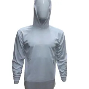 White Long Sleeve hoodie Shirt / Ultralight  100% Polyester Birdeye mesh Fabric (See description for Size Information)