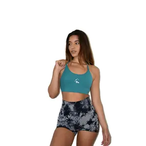 Turquoise Allure Sports Bra Summer Edition Medium Support Removable Pads Spandex Nylon Cotton Blend Physique Enhancing Back Strap Design