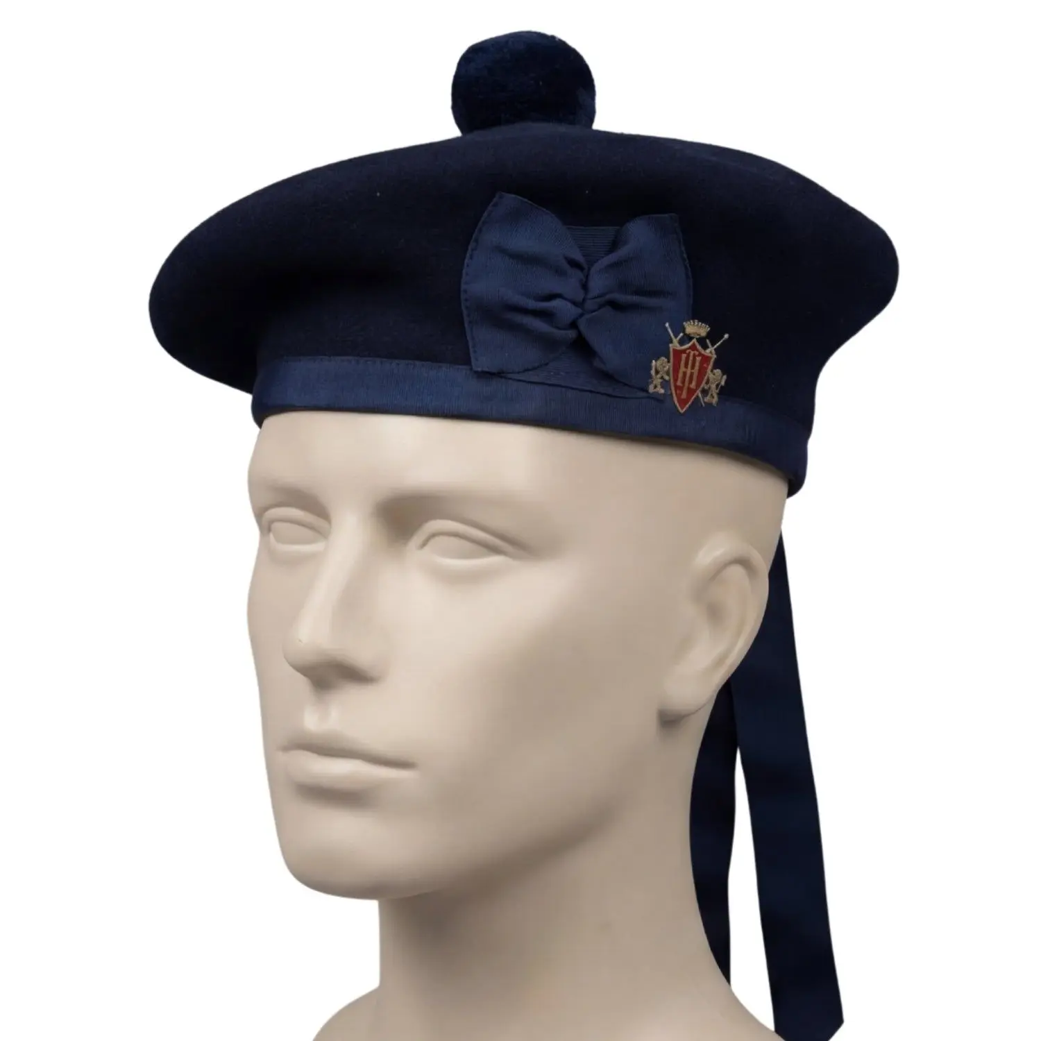 Traditional Black Wool Balmoral Bonnet – Highland Scottish Hat, Engagement, Performing In A Pipe Band