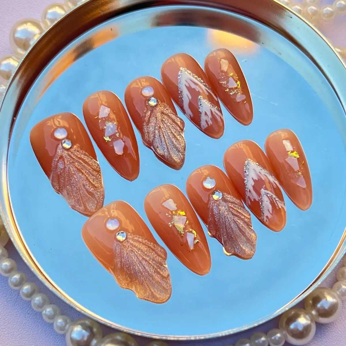 Mia World Golden Autumn Glamour Press-On Nails N006