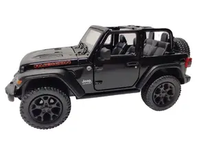 KINSMART 2018 Rubicon Wrangler 1:34 Scale Diecast Toy Car 5" Black Finish with Openable Doors & Pull-Back Action Officially Licensed Ride On Car