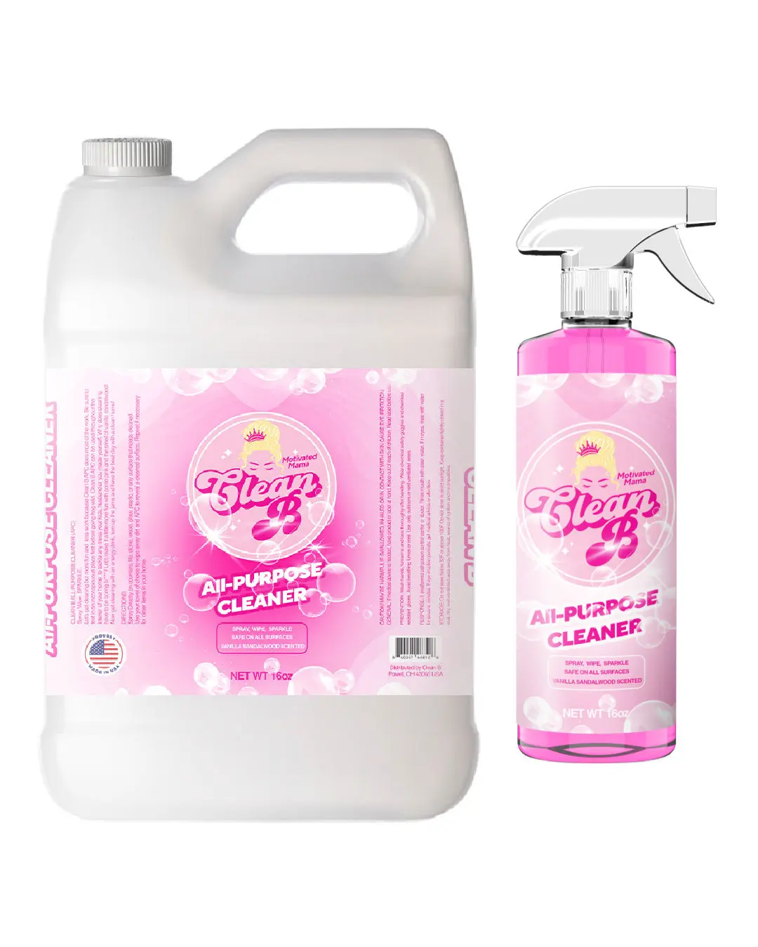 Clean B 1 Gallon Container & 16 oz Bottle Combo Pack