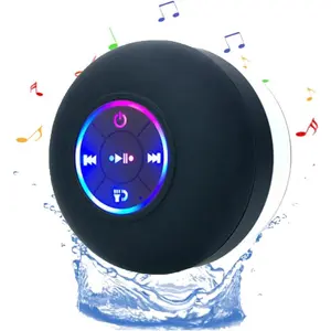 Portable Mini Wireless Speaker, Suction Cup Waterproof Bluetooth  wiht LED Light Light, USB Rechargeable Portable Wireless Bluetooth