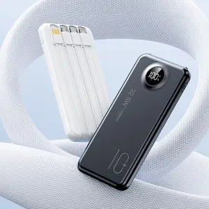 10000mAh Portable Charger with Built-in Cables & Emergency LED Flashlight – 22.5W Fast Charging Power Bank, 6 Outputs & 3 Inputs for iPhone, Android, Tablets, Camping & Travel Ready