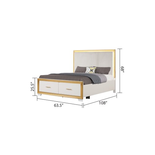 Bellemave OBSESSION Queen Complete Bedroom Set - 4PC Contemporary Wooden Material Bedroom Set with Gold Finish Indoor Furniture, Complete Bedroom Sets, Wooden Material Bedroom Sets