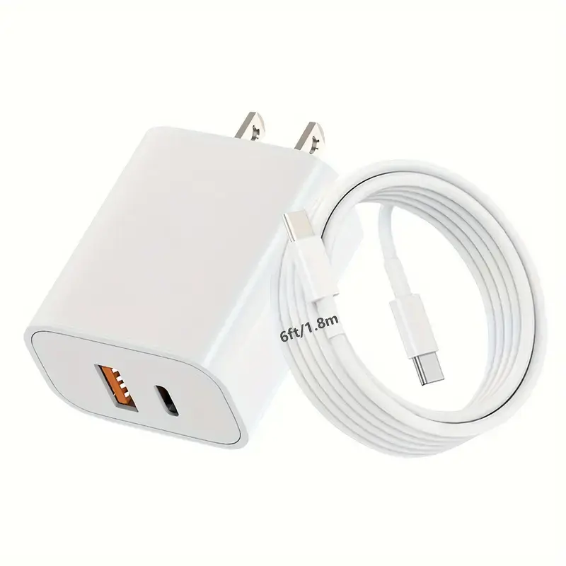 Dual Fast 20W USB C Fast Charger Block With Dual Port Power Adapter, Equipped With A 6-foot Cable C-type Fast Charging Kit, Suitable For IPhone 15 Series, For IPad, Samsung, Etc- Pink/Green/White Plug Connector Cellphone Smartphone Electronic