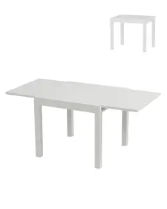 【GARVEE】Patio 31.5"-63" Extendable Dining Table for 4-6, Outdoor Aluminum Dining Table for Backyard, Porch, Deck, Garden (White)