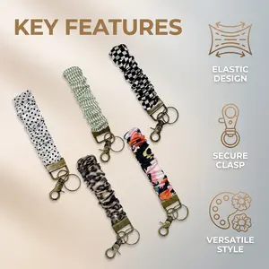 Short Neck Lanyard with Zinc Alloy D-Ring Lobster Clasp – Multi-Purpose Keychain Holder for ID Cards Keys Phones Cute Patterned Styles: Check, Stripe, Sunflower, Leopard, Polka Dot